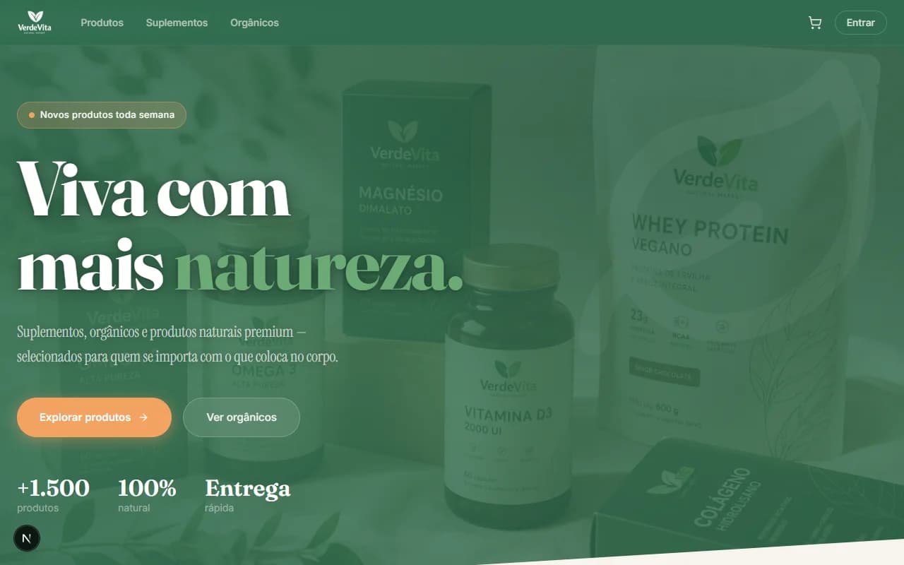 Screenshot do projeto VerdeVita Natural Market