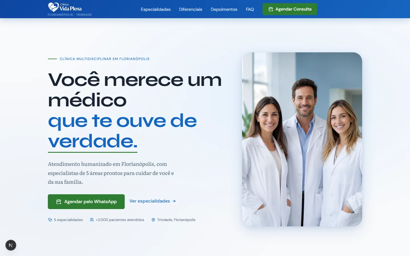 Screenshot do projeto Clínica Vida Plena